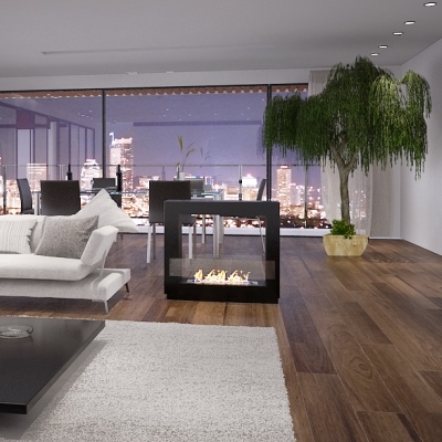 Chimenea de etanol de suelo ARCH negro