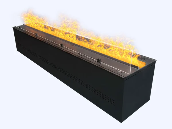 CrystalShield crystal acrylic glass 1 side installed on a 60 in / 150 cm Aquafire water vapor fireplace insert