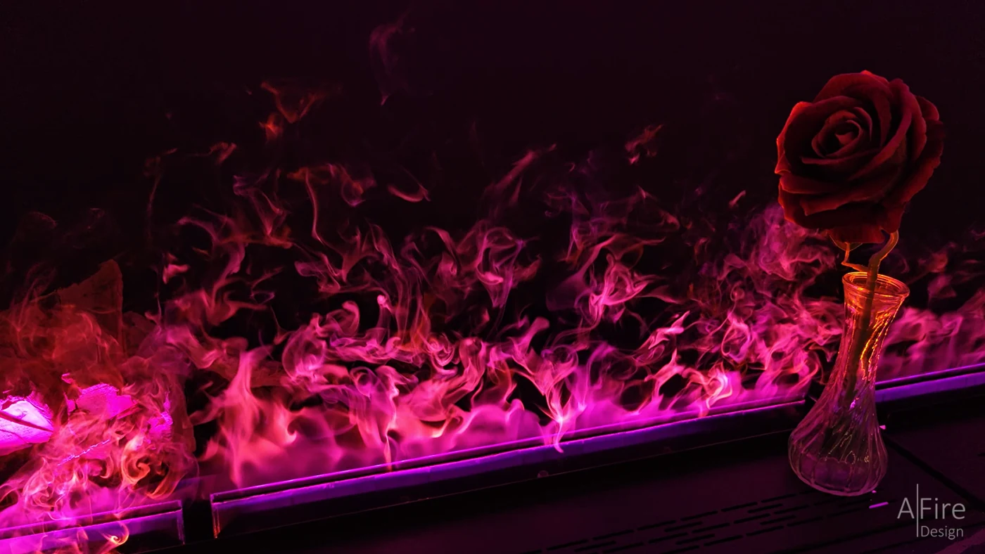 Modern water vapor fireplace with cold Aquafire flames Modern water vapor fireplace with cold Aquafire flames